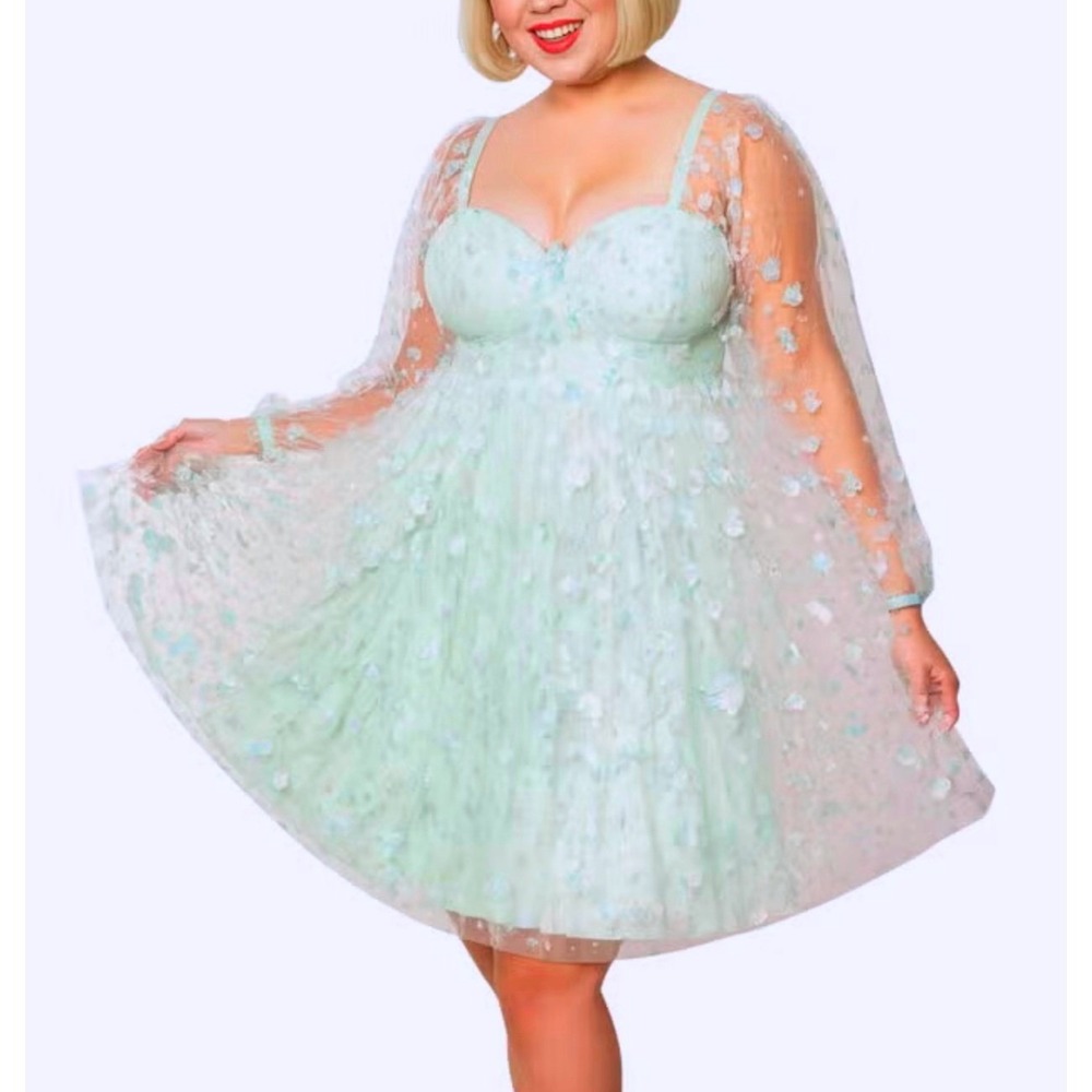 Smak Parlour NEW Mint Tulle Babydoll Dress 3X Mod 60s Whimsical Retro Coquette